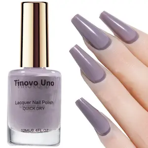 Tinovo Uno Light Grey Nail Polish 12ml, High Quality, Natural Drying, No Need for Oven Drying, Long-lasting Glossy Shine, Suitable for Home and Salon Use, Nail Art