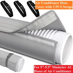 Portable Air Conditioner Hose Cover with 3 PCS Elastic Straps, Portable AC Hose Duct Vent Insulation Sleeve AC Hose Insulated Cover Wrap for 5" & 5.9" Diameter AC Exhaust Hoses Tube for Heat Reduction
