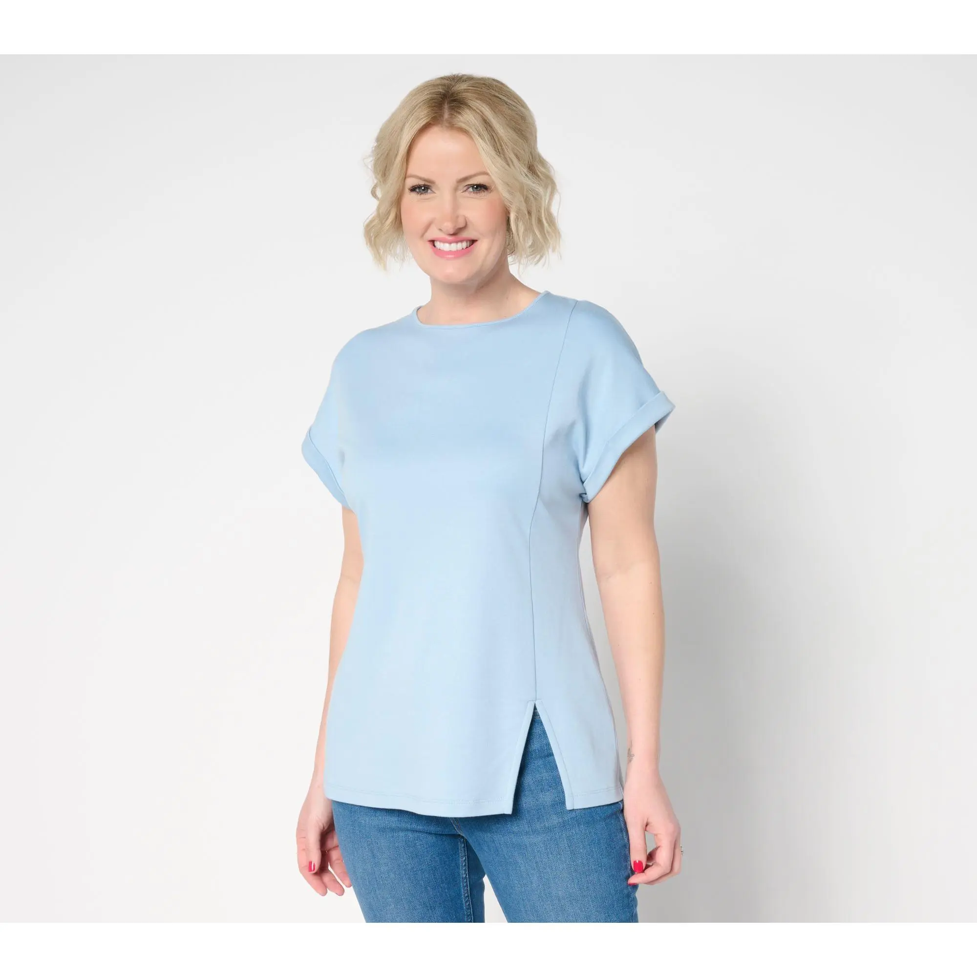Martha Stewart Signature Short Sleeve Tunic with Side Seam Slit