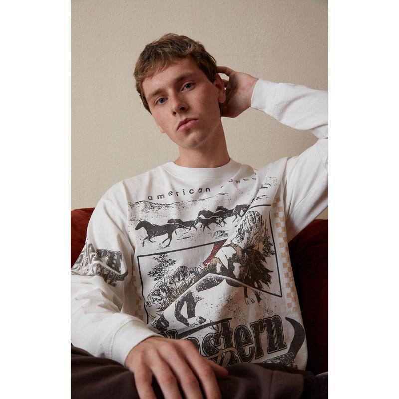 Pacsun Men's Western Cropped Long Sleeve T-Shirt