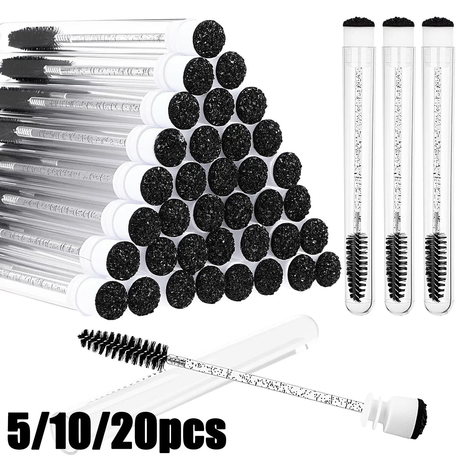 Disposable Mascara Brushes Eyelash Brush Lash Wand Diamond Mascara Wands with Tube Makeup Tool Cosmetics Makeup Tools Eyelash Tools Lash Spoolies Sanitary Brushes Lash Extension Supplies Cosmetic Makeup Accessories