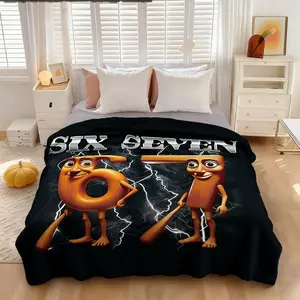 "Italian Brainrot" 67 Hot Stalk Theme Elements Flannel Blanket Soft and comfortable bed blanket sofa blanket Camping and other uses Available in all seasons. A must-have for game enthusiasts Flannel Cozy Blanket Flannel Throw Blankets