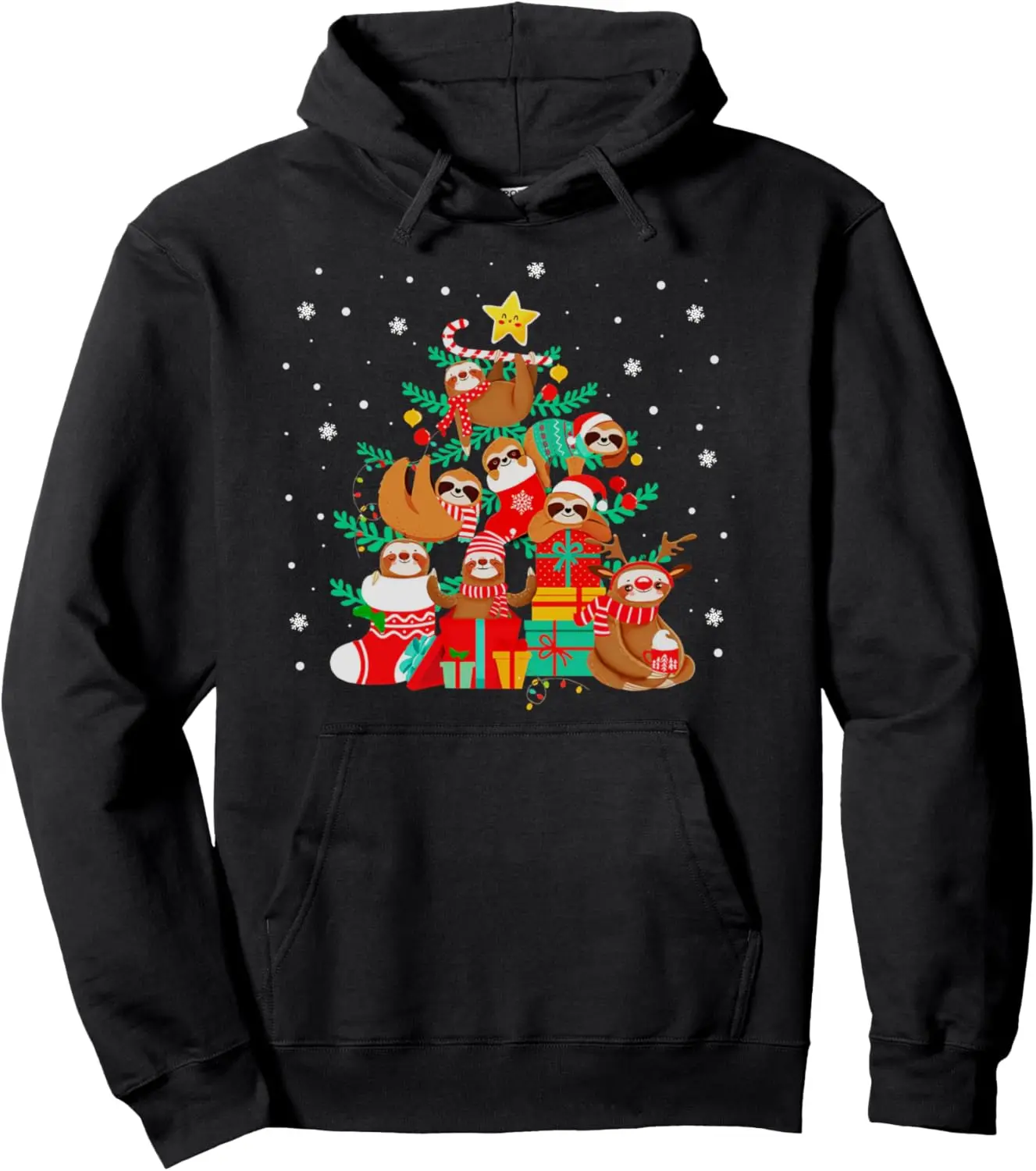 Sloth Tree Christmas Sweater Xmas Pet Animal Sloth Lover Pullover Hoodie