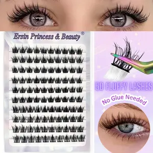 100 Pairs Self Adhesive False Eyelashes, 5D Volume Lash Clusters, Natural Look, Anime Cosplay, Mixed Length 11-13mm, No Glue Needed