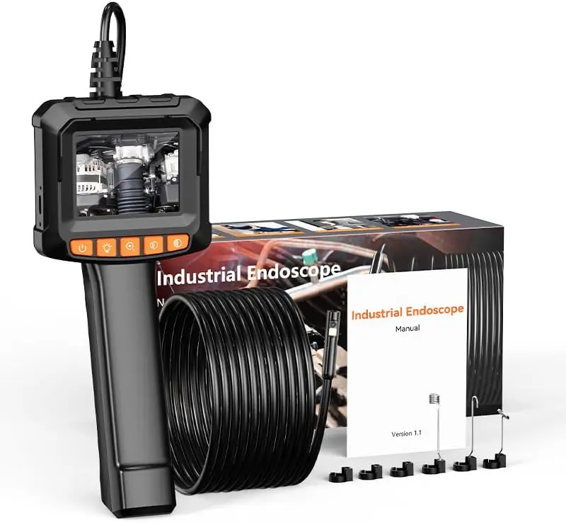 Dual-Lens Endoscope Camera with Light - 2.4" LCD Screen Inspection Cameras,IP67 Waterproof Borescope,HD 1080P Endoscope Camera 16.5ft Semi-Rigid Cord for Sewer,Gifts for Men Tools and Gadgets father's day gifts