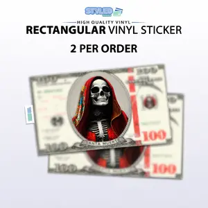 100 usa billete santa muerte rectangular  vinyl sticker