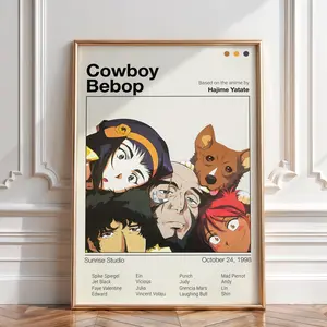 Cowboy Bebop Anime Poster, Retro Manga Wall Art Print Vintage Artwork Gift