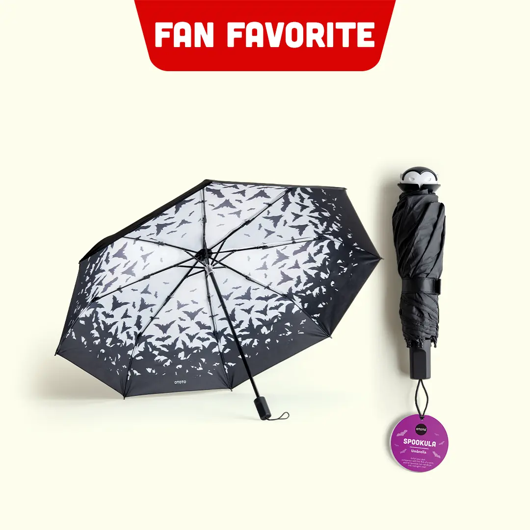 OTOTO Spookula Vampire Umbrella – Lightweight Windproof Folding Umbrella | Goth Accessories & Spooky Home Decor | Portable Sun & Rain Parasol | Perfect Unique Birthday or Holiday Gift | TikTok Must-Have | Funky Kitchen Supplies | Kitchen Accessories