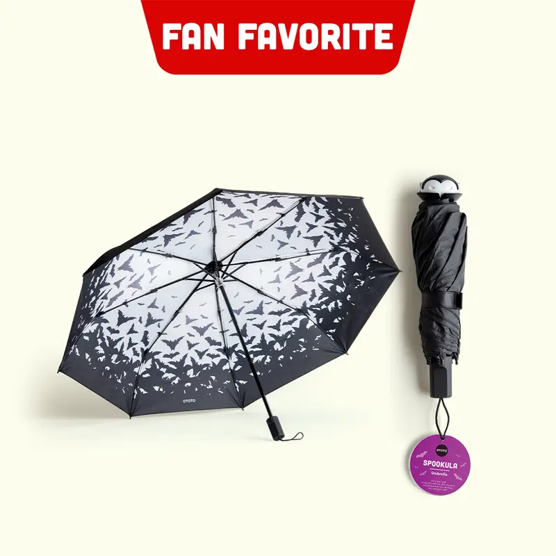OTOTO Spookula Vampire Umbrella – Best Gift Idea, Rain & Sun Protection - Bat, Gothic, Black, Metal Umbrella, Lightweight, Compact Design