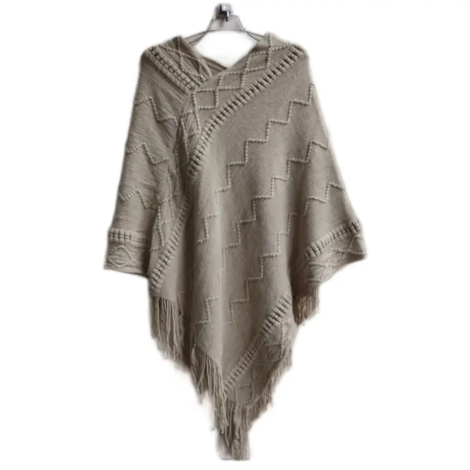Beige Boho Poncho