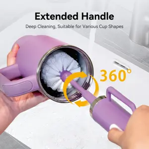 BOOQIBOY Electric Cleaning Brush for Mugs, Cup Brush, 2 Cleaning Power Levels, Waterproof, Built-in Rechargeable Battery, Standard Straw Brush, Type-C Charging Cable, Wall-mounted for Drying, Cleaning Tool, Kitchen Accessory, Mug Cleaning B