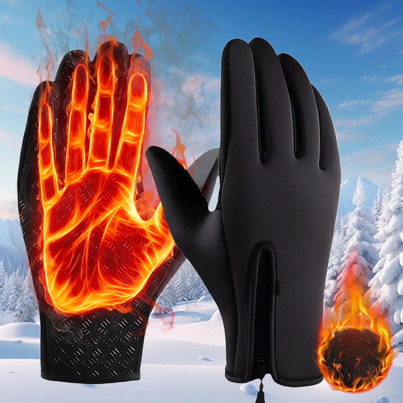 2 Pairs Windproof Winter Gloves Touchscreen Gloves Thermal Warm Gloves for Men and Women