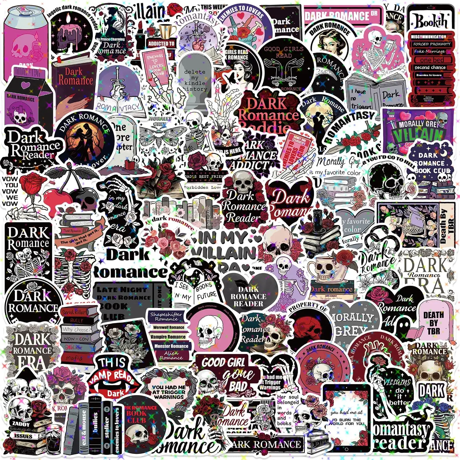 100 count Dark Romance Stickers for Kindle Holographic Book Stickers ...