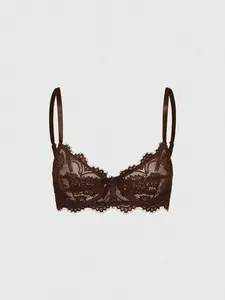 Goth Floral Lace Underwire Triangle Cup Bra