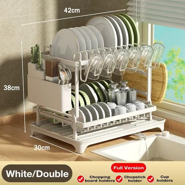 Kitchen dish drying rack organizer, large capacity, with drainage board  dish drying racks