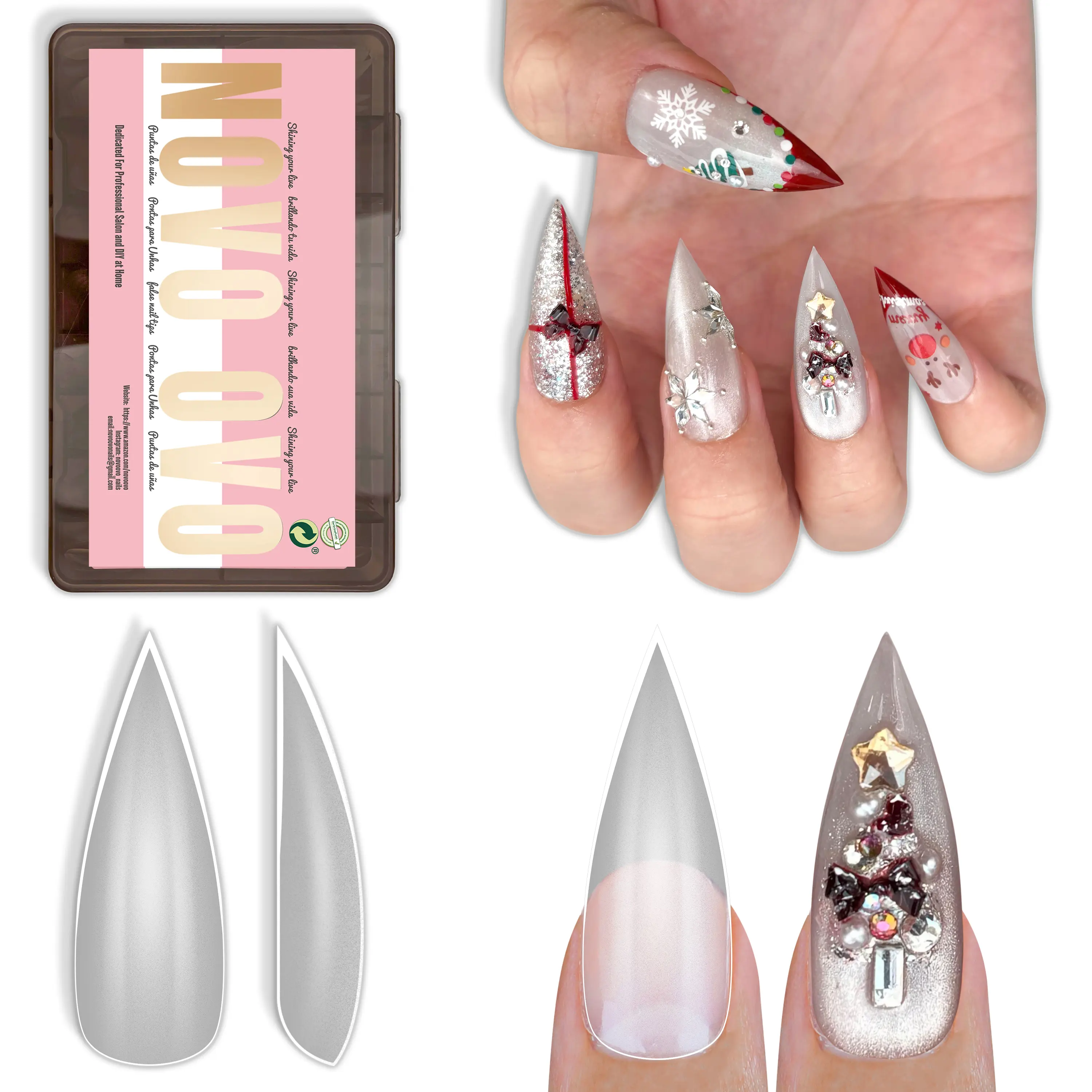 Medium / Long Clear Sharp Stiletto Nail Tips