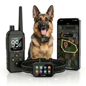 KLINE GPS Wireless Dog Fence Collar - Waterproof Training Collar with Beep & Vibration, Outdoor Custom Perimeter Boundary for Large & Medium Dogs, Wireless Electric Containment System