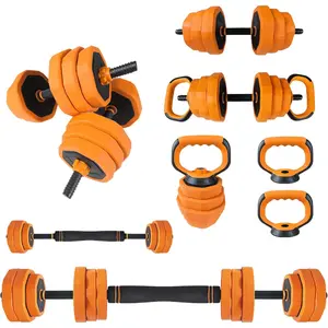 4-In-1 Adjustable Dumbbell Set 66LB - Convertible to Barbell, Kettlebell & Push Up Stands, Home Gym Equipment for Men & Women, Space Saving Weights with PVC Coating,44 LBS