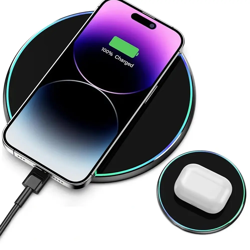 【Fast Wireless Charging Pad 15W】, Compatible with iPhone 17/16/15/14/13/12/11 and Suitable for Samsung S25/S24/S23/S22, AirPods Support Compact and Stylish Design Providing Fast Charging Pad for Modern Devices High Speed Charger