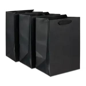 Large Black Gift Bags, 7" x 10", 3 Count Colorful Pack
