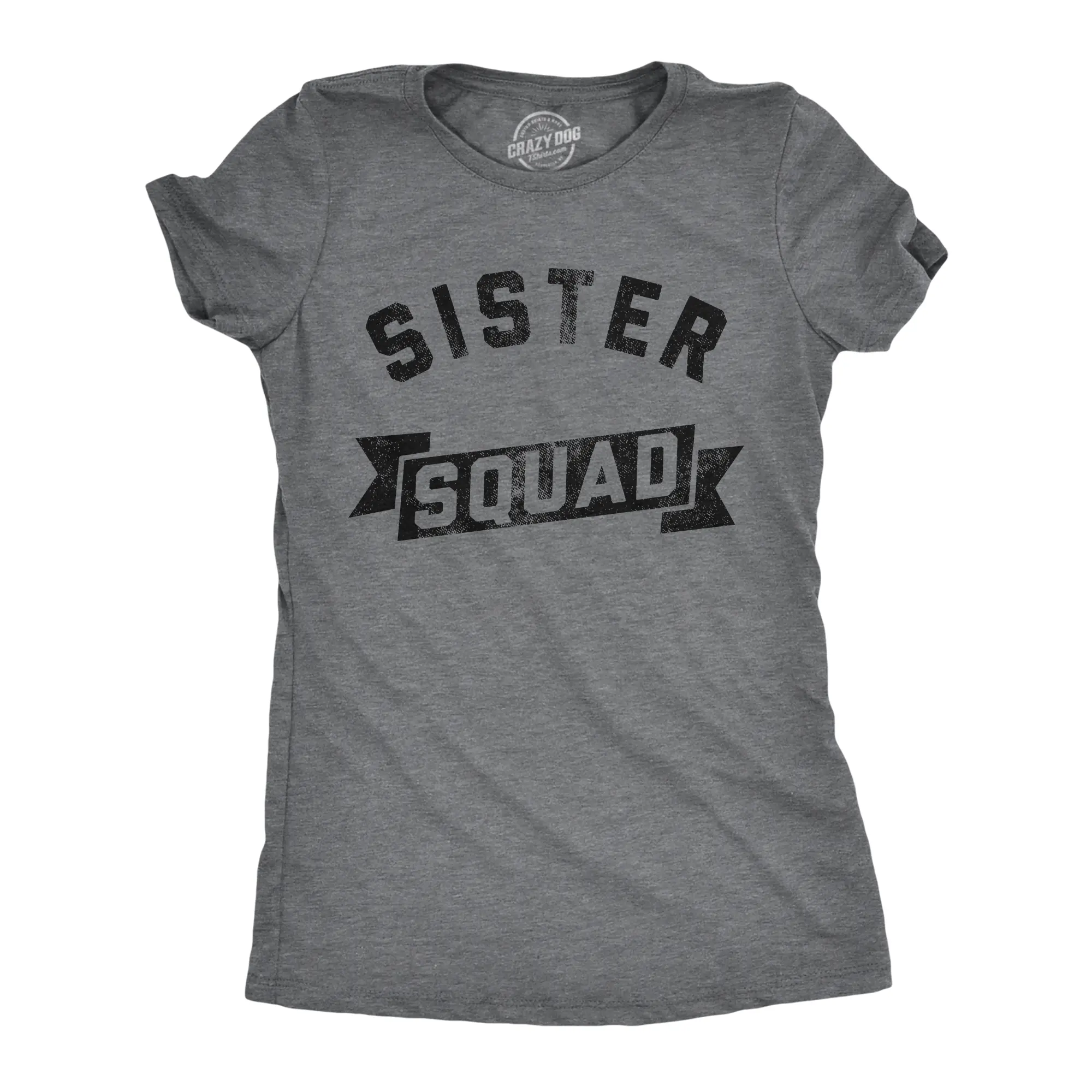 Womens Funny T Shirts Sister Squad Family Graphic Tee for Ladies Funny Womens T Shirts Cute Vintage Fashion Casual Ladies T-Shirt Gift Funny Sister Top Women's Novelty Tees Dark Grey