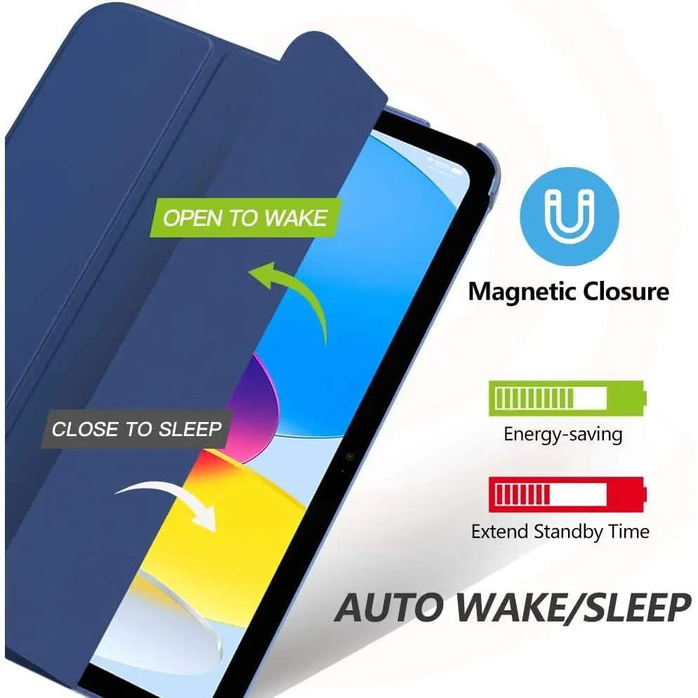 iPad (A16) 11th Generation Case 11 Inch 2025, iPad 10th Generation Case 10.9 Inch 2022, Slim Stand Hard PC Translucent Back Shell Smart Cover, Support Touch ID, Auto Wake/Sleep, Navy Blue iPad (A16) 11th Generation Case 11 Inch 2025, iPad 10th Generation Case 10.9 Inch 2022, Slim Stand Hard PC Translucent Back Shell Smart Cover, Support Touch ID, Auto Wake/Sleep, Navy Blue