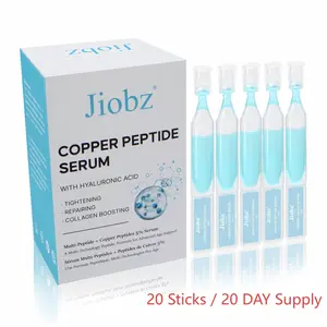 Jiobz Blue Copper Peptide Serum Ampoules (GHK-Cu) 40ml- Anti-Aging & Barrier Repair Face Essence - Fresh Single-Dose (Better than Bottled) Dropper Hyaluronic Sensitive