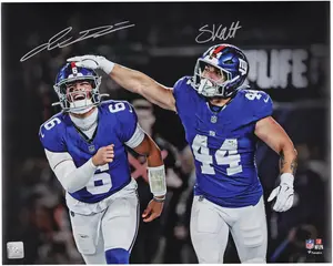 Jaxson Dart and Cam Skattebo New York Giants Autographed 16" x 20" Touchdown Celebration in Win vs. Philadelphia Eagles Photograph - Fanatics Authentic Certified