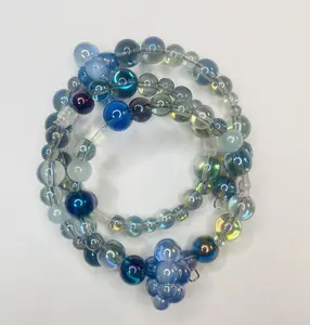 Nalen Cloud Spiral 3-Wrap Memory Wire Bracelet with Iridescent Glass Beads & Star Accents Handcrafted Versatile Wear Options 18 Inches
