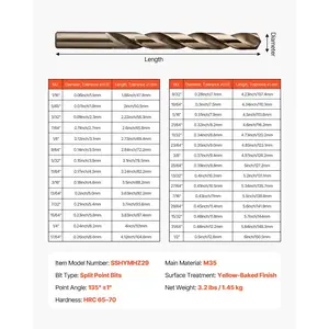 VEVOR Cobalt Drill Bit Set, 29 Pcs, M35 High Speed Steel Cobalt Drill Bits with Storage Case, for Drilling Metal, Stainless Steel, Aluminum Alloy, Wood, Plastic, for Professional Work and Home DIY