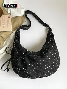Elegant Fashion Polka Dot Design Bowknot Decorated Tote Bag, Handheld Shoulder Bag, Casual Shoulder Bag for Work and Daily Use, Stylish and Practical, Crossbody Shoulder Bag, Cross Body Bags, Fashionable Patterned Bag, Crossbody Shoulder Handbag