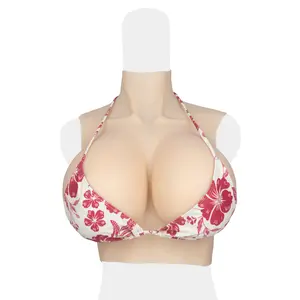 High Neck Silicone Breast Form Silk Cotton & Liquid Silicone Filled C D E G Cup for Crossdresser Cosplay Drag Queen Silicone Breastplate Bra Womenswear