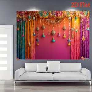 1pc 2D Flat Banner - Indian - Themed Party Decoration Backdrop Essential for Memorable Event Photo Shoots JG Ornaments White