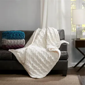 212 MAIN Luxurious Ruched Texture Modern Throw Blanket - Ultra Soft Plush Fabric, Cozy Warmth, Madison Park MP50-3093 Ruched Fur Throw (Teal)