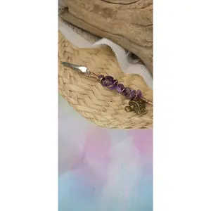 Beaded Amethyst Flower clip