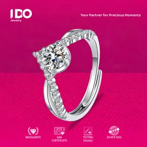 [Live Sale] R29 Silver Sterling S925 Moissanite Crown Ring I DO Jewelry Women Accessories Elegant Beautiful Luxury Adjustable Beautiful and Luxurious No Fade No Rust with 1 Year Guarantee Passed Diamond Selector