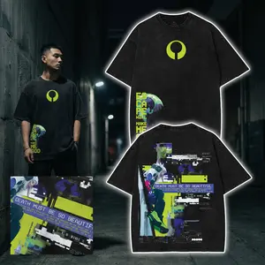 Vandal Marathon Futurism Shooter Video Game Double-side Graphic T-Shirt Hoodies Washed Tank Top Unisex Cotton Top Sweatshirt Menswear Crewneck Tee