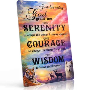 Serenity Prayer God Grant Me The Serenity 12x8 Inch Aluminum Metal Sign - Christian Inspirational Wall Decor for Home, Church, Office - Religious Tin Sign Gift for Believers & Recovery