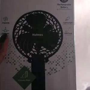 Holmes Personal Fan with 3 Speeds, Rechargeable Battery, Lightweight Design, USB Card Included, Foldable Base