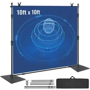 VEVOR 10ftx 10ft Pipe and Drape Kit, Heavy Duty Backdrop Stand with Carbon Steel Base, Adjustable Backdrop Support with 6 Clamps and A Carry Bag for Wedding, Party, Event, Photography, and Exhibition