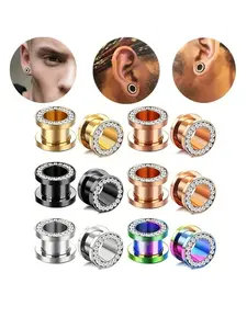 Stainless Steel Zirconia Stud Earrings Set, Ear Piercing Jewelry Accessories, Colorful Ear Gauges Expander, 4-16mm Sizes Available, Ear Studs, High Quality Earrings