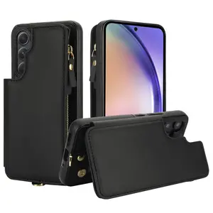 PU Leather Wallet Case with 6 Card Slots & 1 Zipper Pocket, Shockproof Phone Case with Magnetic Closure Kickstand, Phone Accessories for Samsung Galaxy A16 A15 A14 A13 A12 A35 A52 A53 A54 A55 A72 A73, Cover, Casing, Cellphone, Smartphone