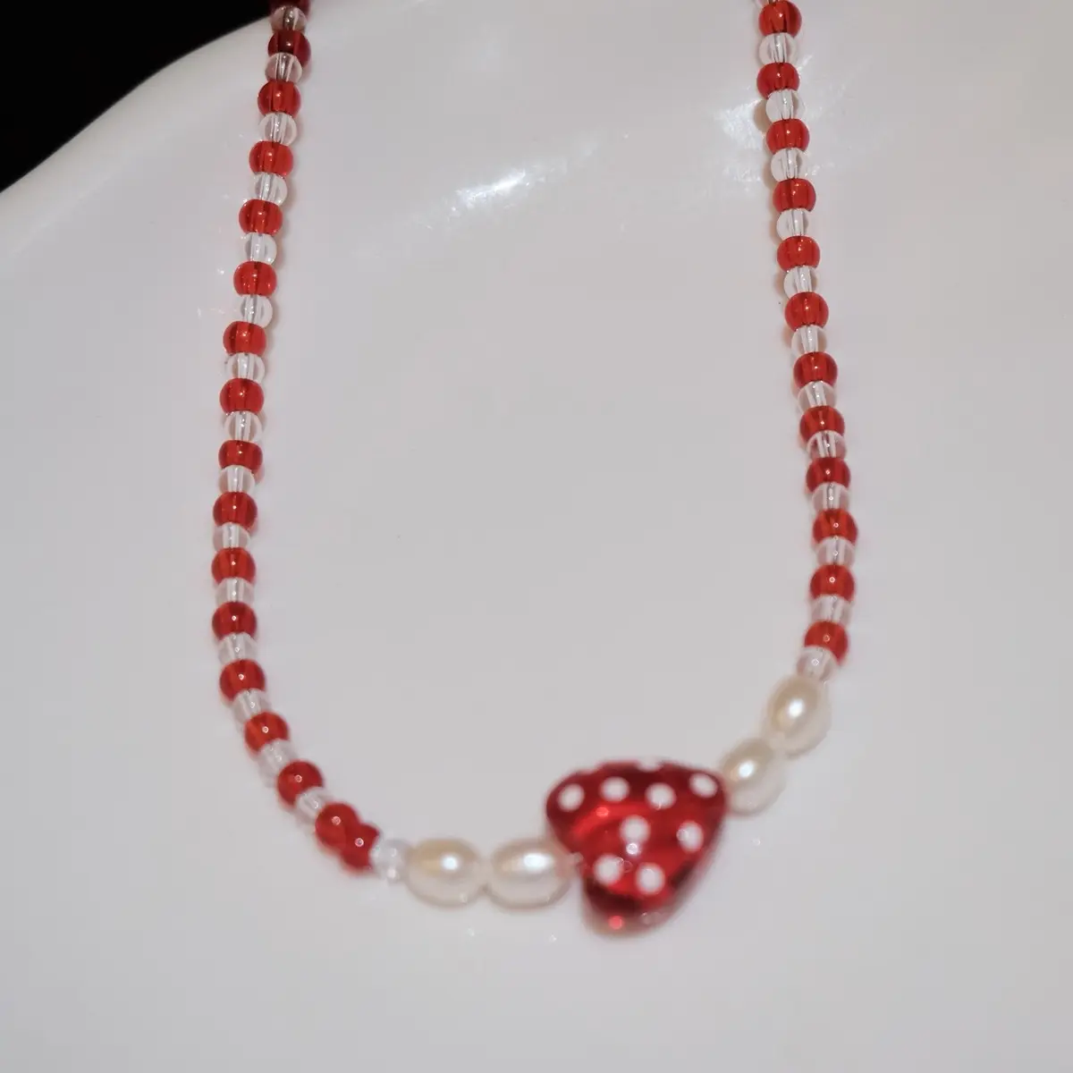 Handmade strawberry Necklace- Includes Beads and Clasp