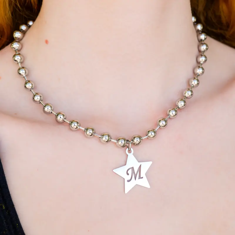 Super Chunky Initial Star Necklace