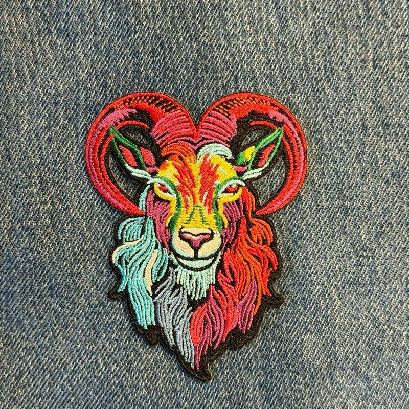 Zaroqui 3.5” Goat Patch Iron On Embroidered Cotton High-Quality Design for Backpacks Jackets Clothing and More Soft Comfortable Material