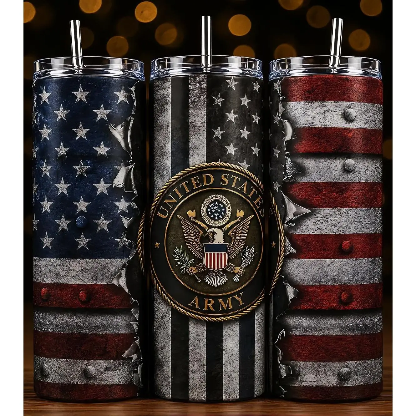 US Army 20oz Tumbler - Patriotic Design with American Flag and Seal - Durable and Stylish Drinkware for Everyday Use