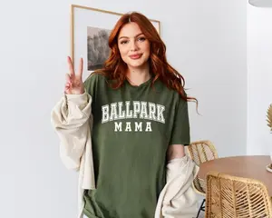 Ballpark Mama T-Shirt - Baseball and Softball Mom Graphic Tee - Essential Game Day Shirt for Women - High-Quality Cotton Ballpark Apparel - Sports Fan Mom Top