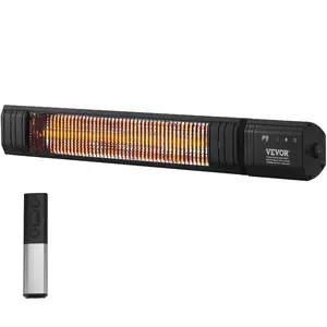 VEVOR Infrared Heater, 1500W Electric Space Infrared Carbon Heater with Remote Control 9 Speeds 24h Timer, for Porch, Patio, Dining Room, Studio, Backyard, Garage, Wall Mount Outdoor