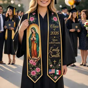 Personalized Virgen de Guadalupe Graduation Stole, Catholic Grad Sash Custom Name Class of 2026, Religious Gift, Latina Graduation Stole Graduation Stole