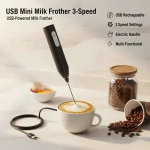 MINI USB Rechargeable 3-Speed Milk Frother, Electric Coffee Whisk, Foam Maker, Handle Blender, Egg Beater (Universal Electronics Accessory)